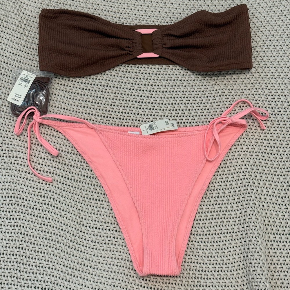Aerie Brown and Pink Bikini Set